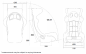 Preview: Technical dimension drawing of an Atech North racing seat showing front, side and rear views, dimensions in millimeters and a recline angle of 100.18°.