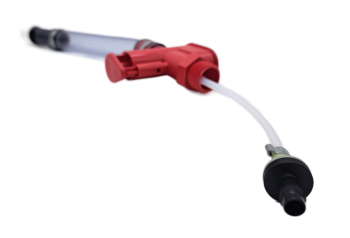 Preview: VP Racing Trigger Fluid Control mit rotem Ventilgehäuse und transparentem Schlauch
