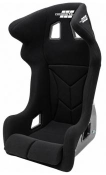 Schwarzer raceparts.cc® Matrix Rennsportsitz mit ausgeprägtem Seitenhalt, Kopfstütze und Gurtdurchführungen für den Motorsport.