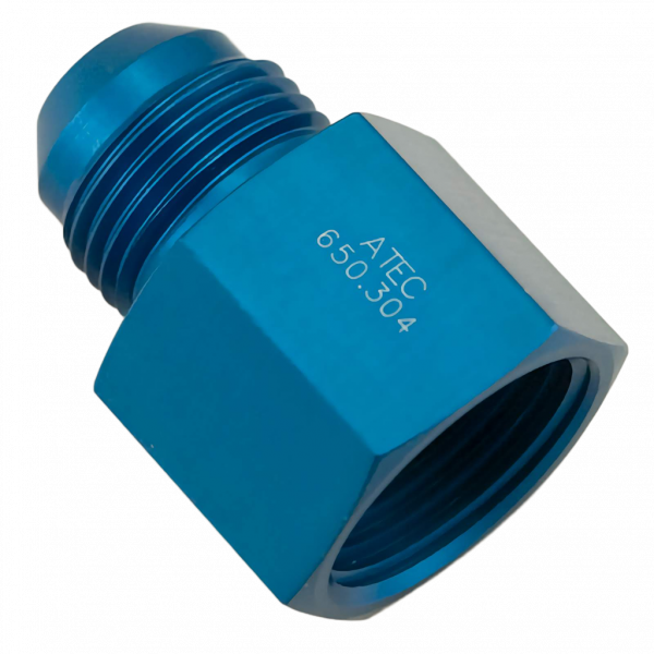 ATEC Aluminium Reduzieradapter, male-female JIC-Gewinde, blau
