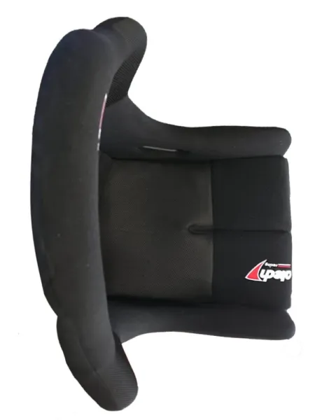 Atech RSR Rennsportsitz in Schwarz, Ansicht von oben mit ergonomisch geformten Seitenwangen und gesticktem atech-Logo.