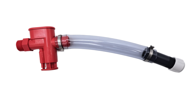 VP Racing Trigger Fluid Control mit rotem Ventilgehäuse und transparentem Schlauch